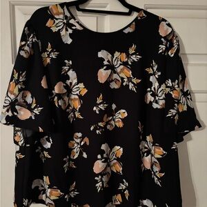Who What Wear Black Floral Blouse